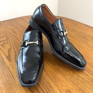 NWOB Stacy Adams Black Men's Pierce Moc Toe Bit Slip On Loafer Size 8.5 M